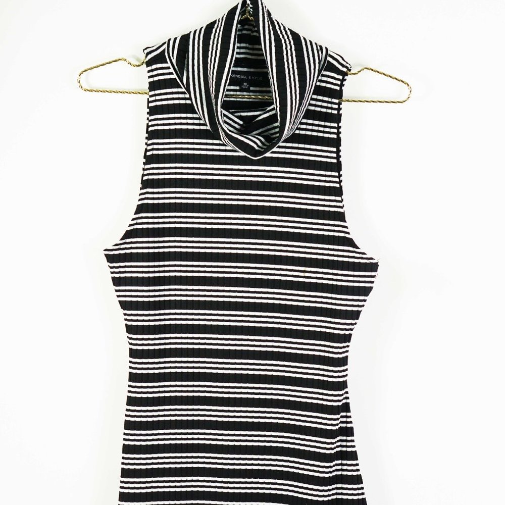 Kendall & Kylie Striped Turtleneck Bodycon Dress M - Picture 2 of 4